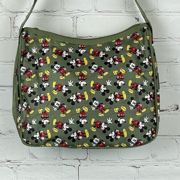 Mickey Mouse Purse From Disney Olive Green With Mickeys All Over shoulder Bag - Picture 2 of 8